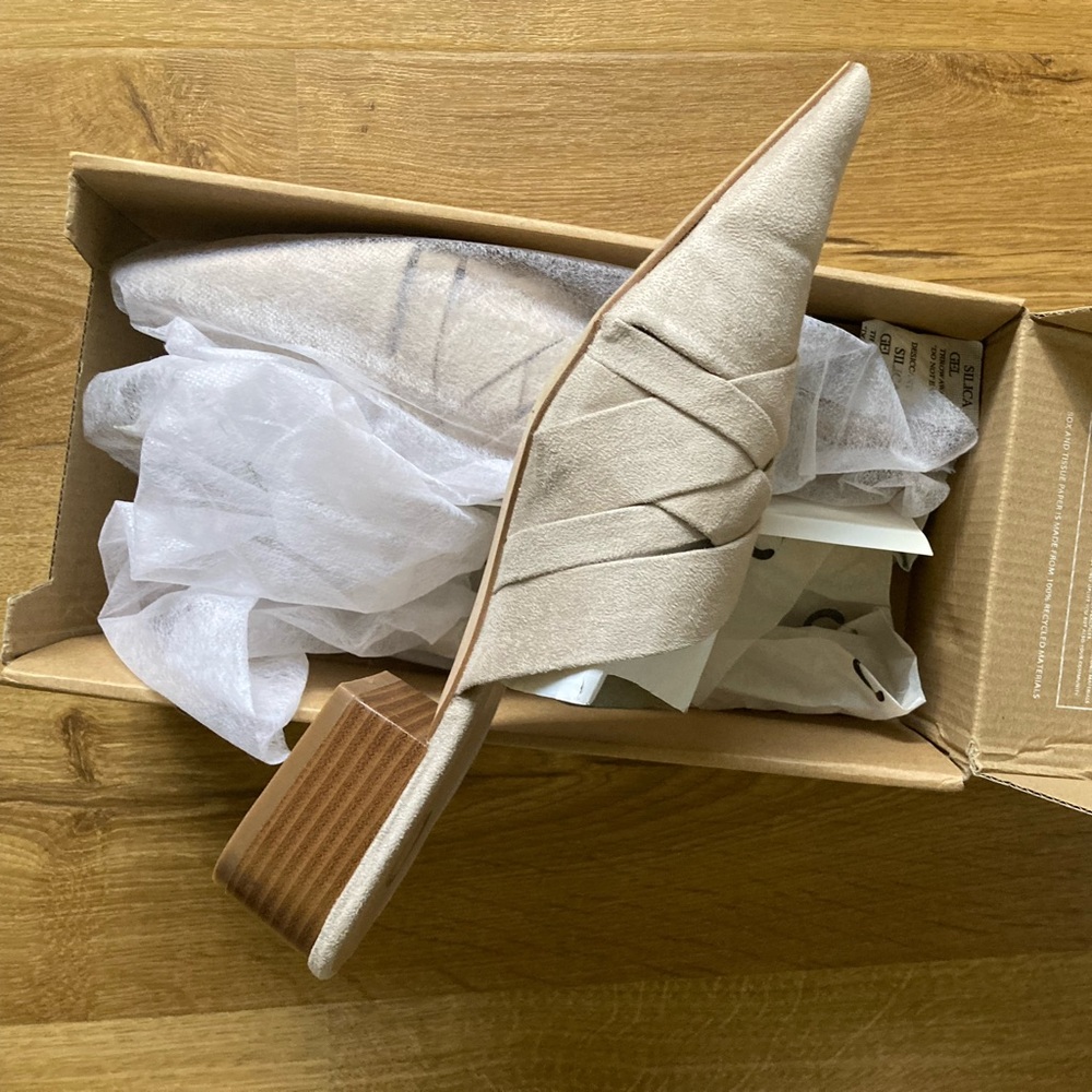 Taupe Kalida Mule Loafers Faux-Suede New in box